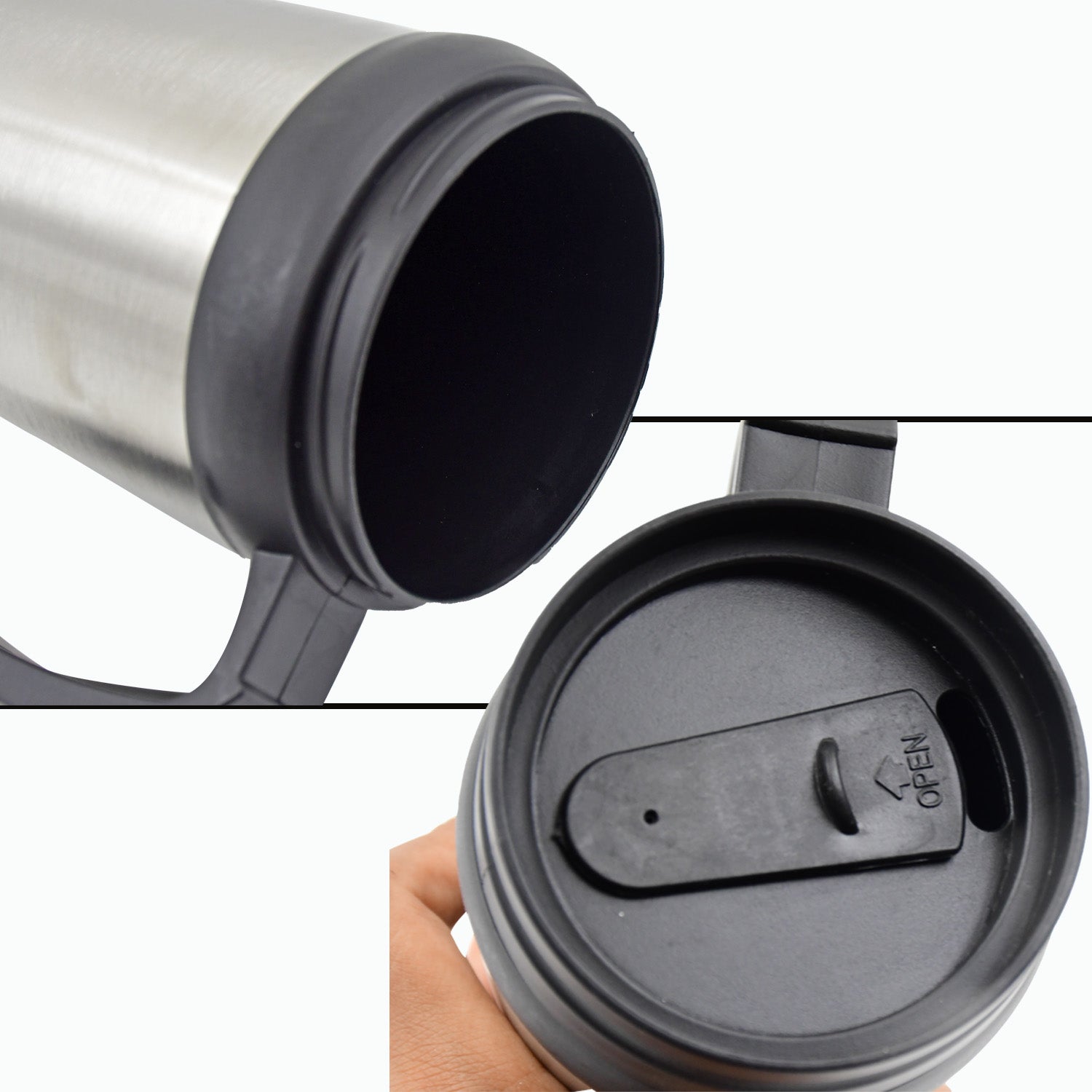 Stainless Steel Vacuum Glass Insulated Glass Coffee Cups (With Lid & Handle / 1 pc) Stainless Steel Vacuum Glass Insulated Glass Coffee Cups (With Lid & Handle / 1 pc)